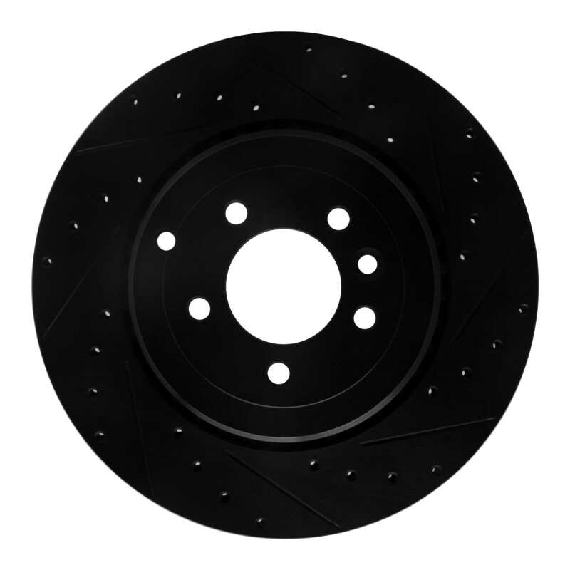 Land Rover Range Rover Sport Brake Rotor (1) - Rear Right - R1 Concepts - Drilled & Slotted - Black - `10-`13
